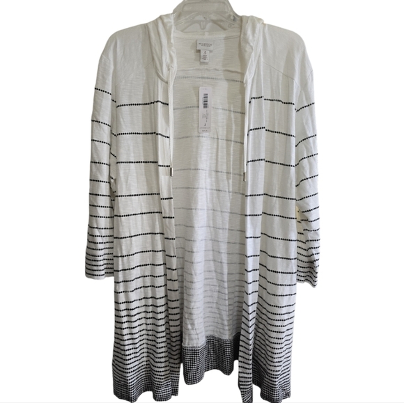 NWT Chico's Ombre Dots Open Front Hoodie Tunic Jacket 3 Lightweight - Picture 1 of 6